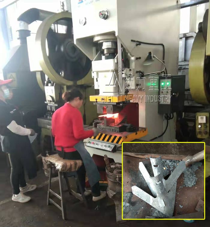 100噸液壓沖床紅沖農機刀片使用現場